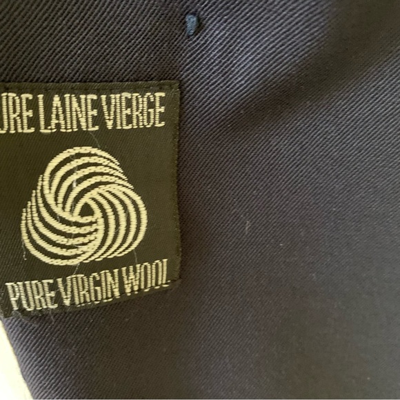 Navy blue pure virgin wool long blazer double breasted collar gold metal buttons - Picture 4 of 15